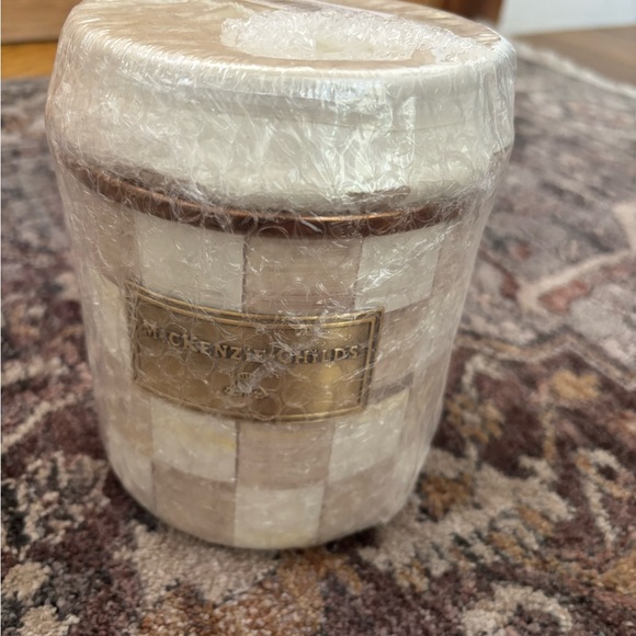 McKenzie-Childs Capiz Tile Canister- Cream & Gold - Picture 2 of 6